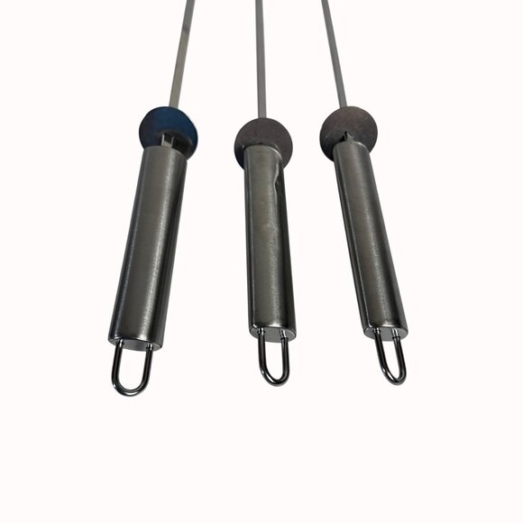 Stainless Steel Rotating BBQ Skewers Grill Tool Kabob Loop Set Of 3 Tailgate - Picture 3 of 14